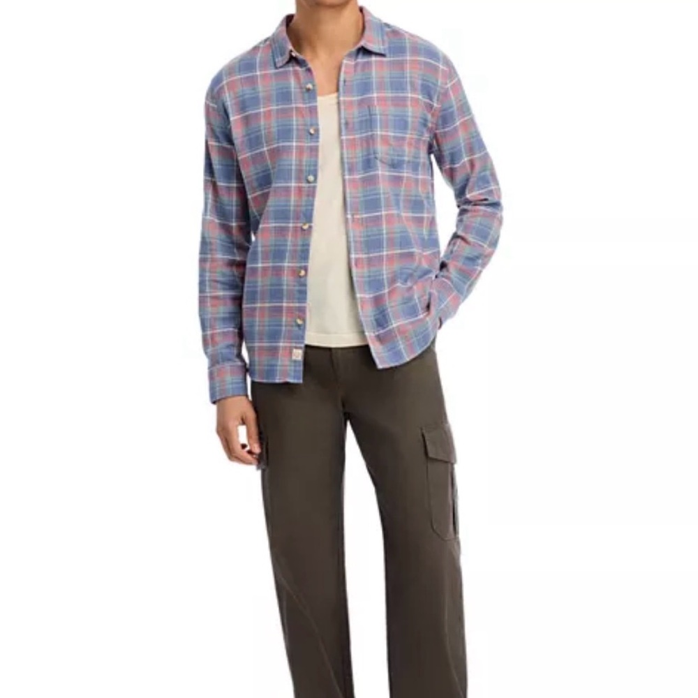 Marine Layer Button down Long Sleeve Men's Shirt blue, Salmon COTTON (M/L) (L/XL - Picture 5 of 6